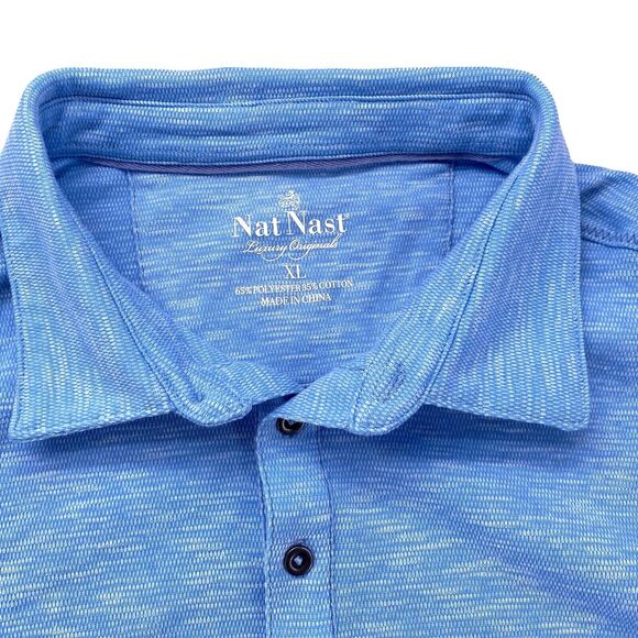 NAT NAST Shirt Size XL Light Blue Heathered  Short Sleeve Polo Shirt Casual - Picture 3 of 8
